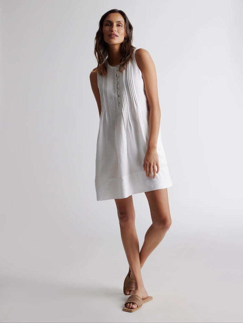 Quince 100% European Linen Sleeveless Swing Dress